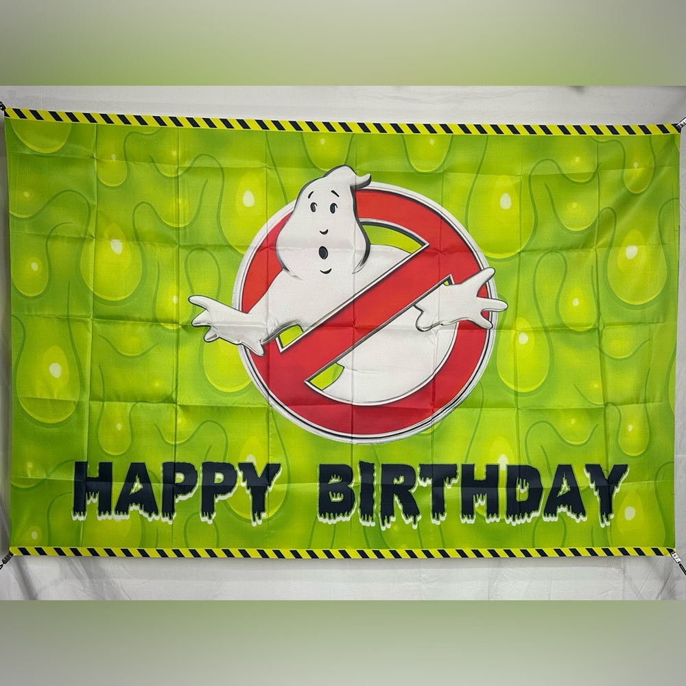 Ghostbusters Happy Birthday Backdrop Banner 5x3Ft. (Polyester)